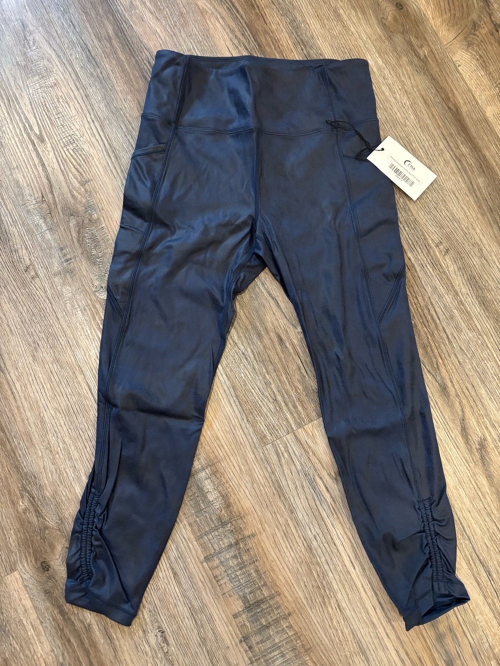 ZYIA Distressed Blue Ankle Cinch Hi-Rise 7/8 (24”) leggings